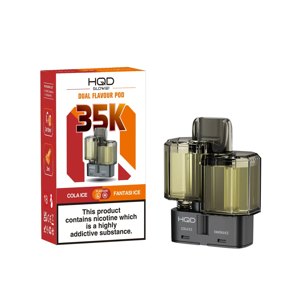 HQD Glow Air 35K Prefilled Pods - Box of 5 | only £37 | Cheapest Vape Shop in Uk