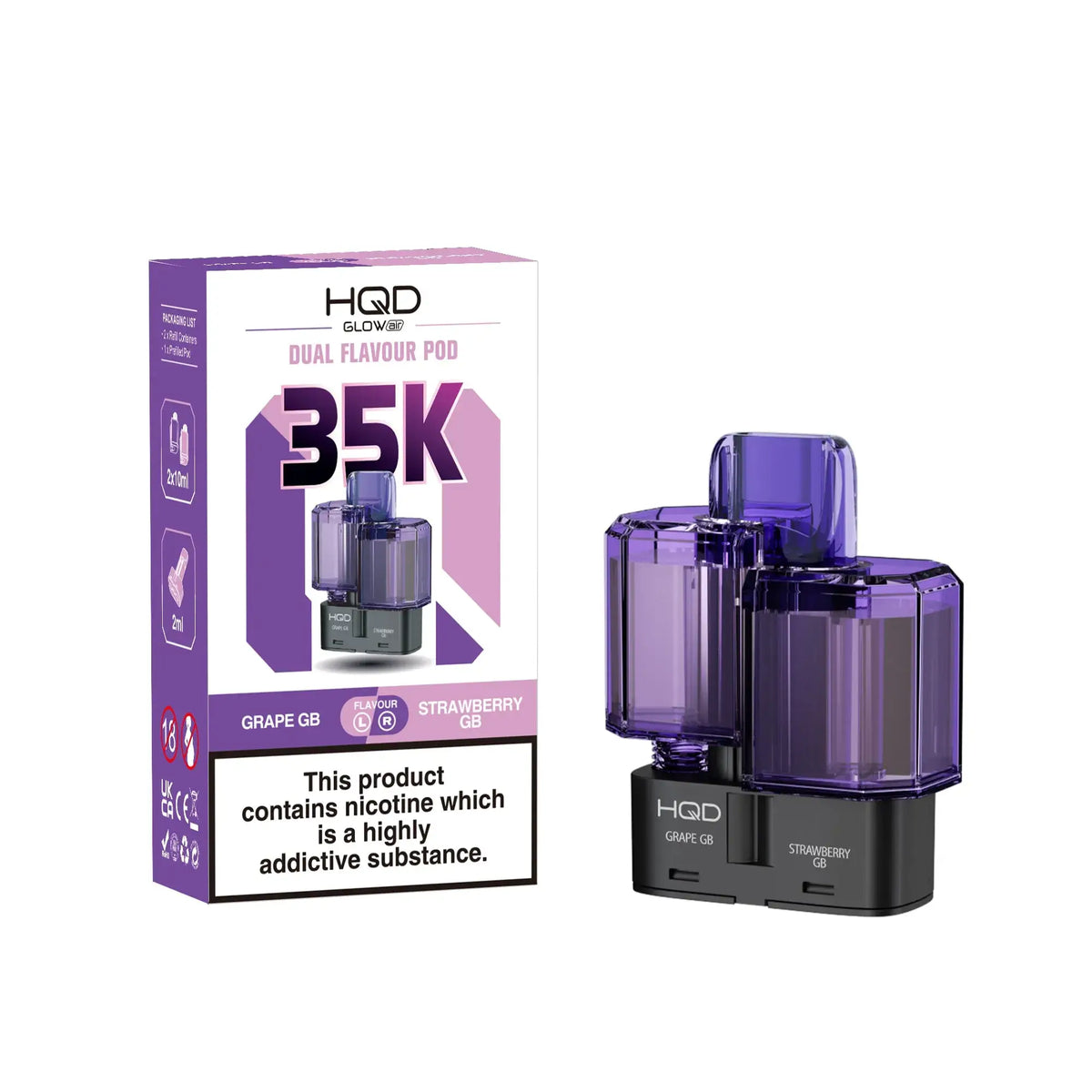 HQD Glow Air 35K Prefilled Pods - Box of 5 | only £37 | Cheapest Vape Shop in Uk