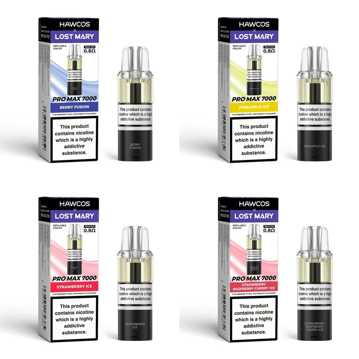 Hawcos x Lost Mary Pro Max 7000 Prefilled Pod + Refill Container - Box Of 5 | only £29.99 | Cheapest Vape Shop in Uk
