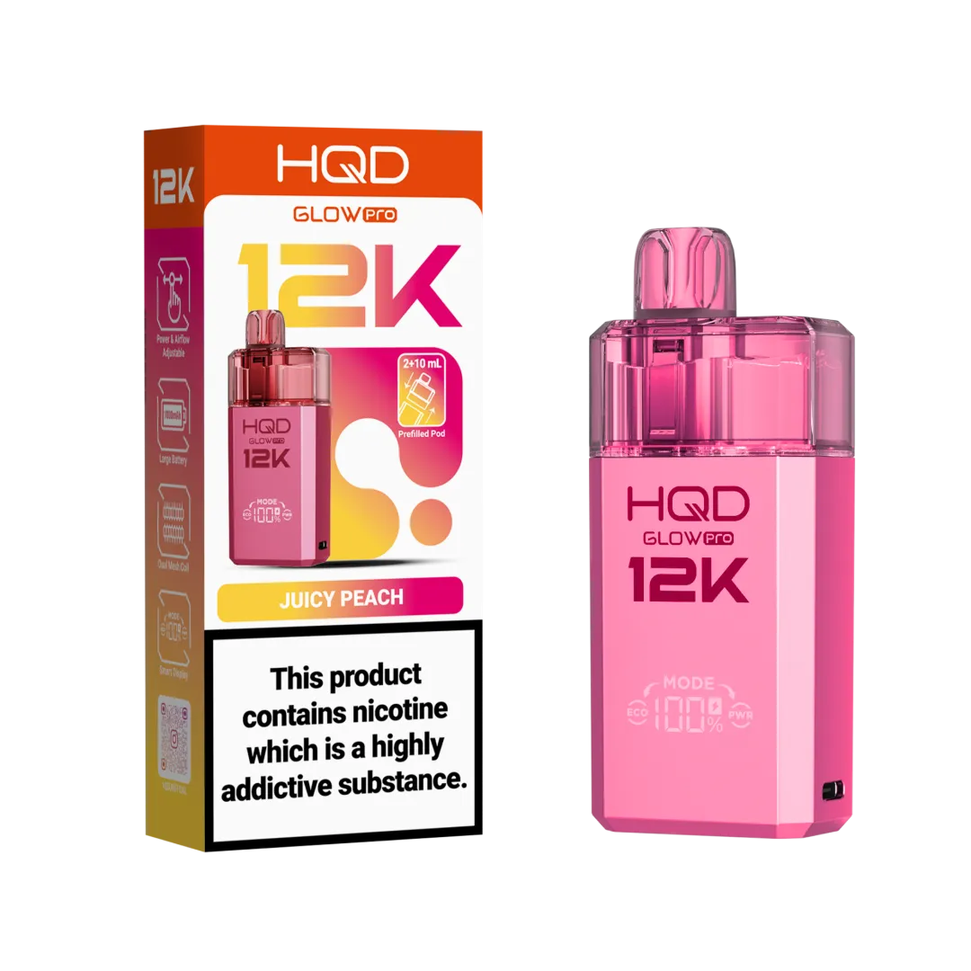 HQD Glow Pro 12k Prefiiled Kit - Box of 10 | only £72.99 | Cheapest Vape Shop in Uk