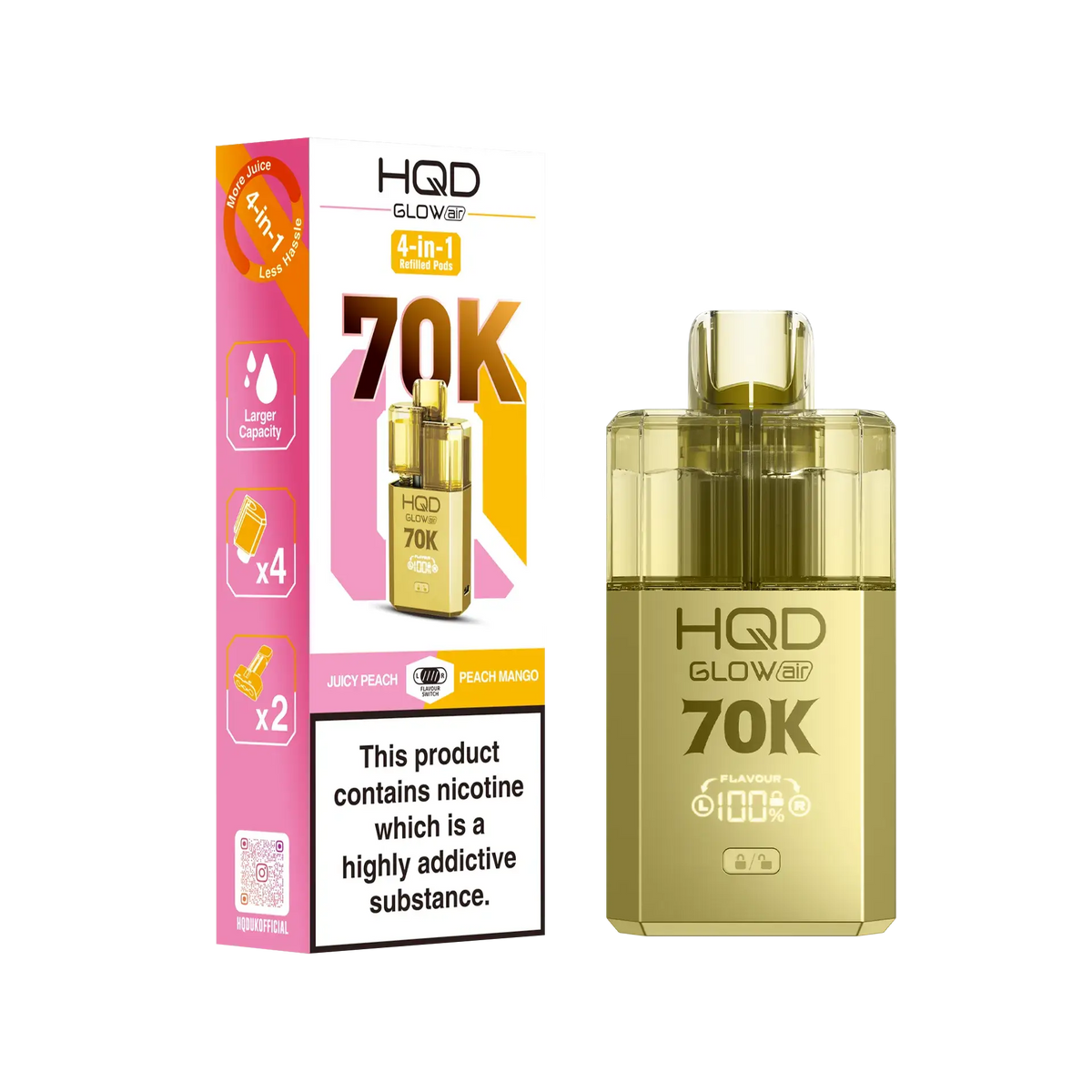 HQD Glow Air 70K Pod Vape Kit | only £15.99 | Cheapest Vape Shop in Uk