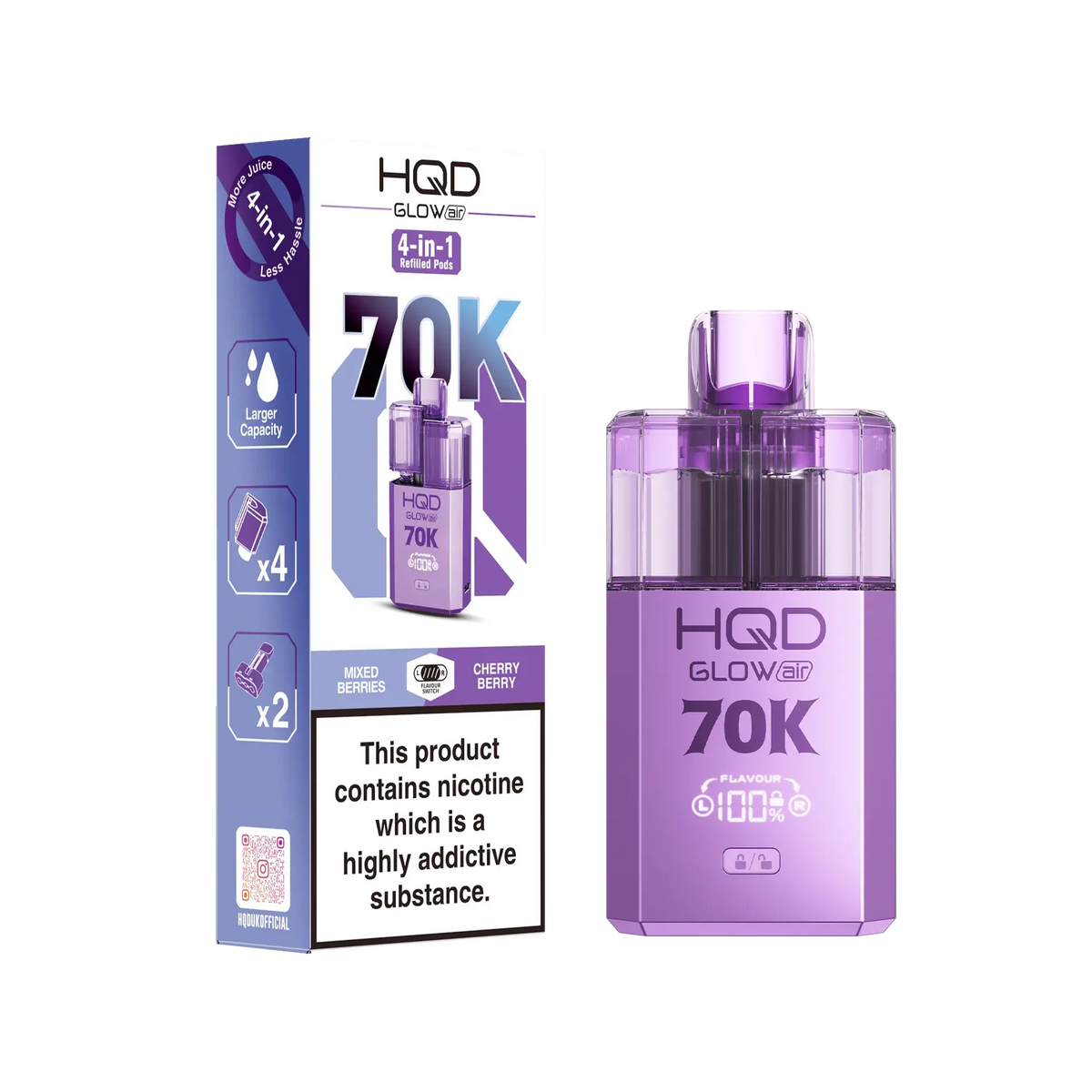 HQD Glow Air 70K Pod Vape Kit | only £15.99 | Cheapest Vape Shop in Uk