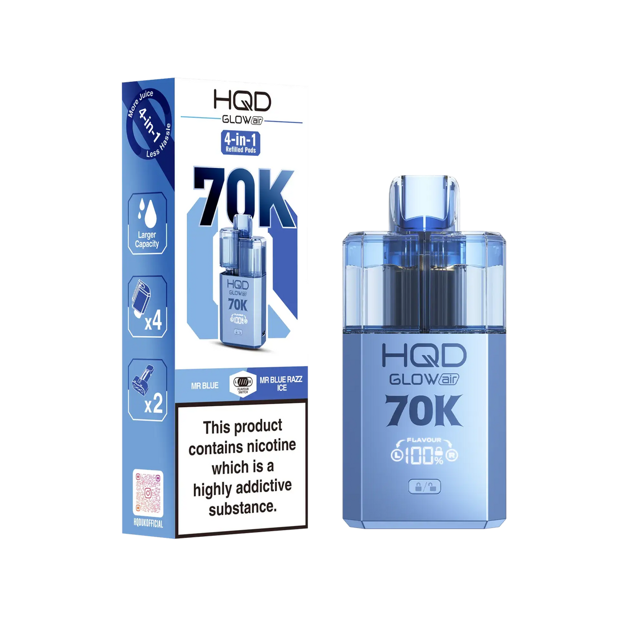 HQD Glow Air 70K Pod Vape Kit | only £15.99 | Cheapest Vape Shop in Uk