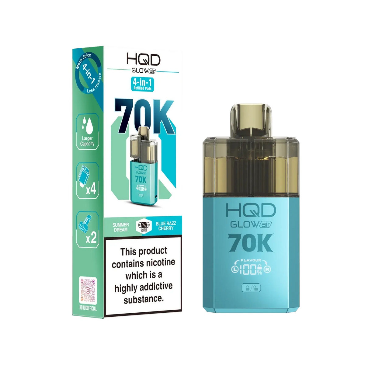 HQD Glow Air 70K Pod Vape Kit | only £15.99 | Cheapest Vape Shop in Uk