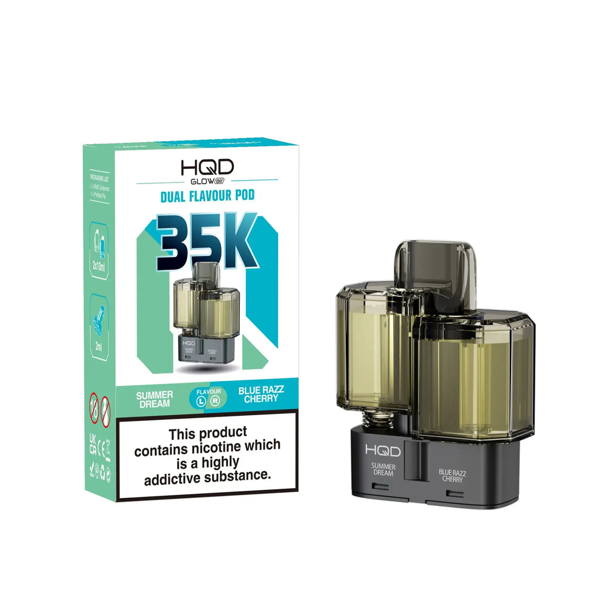HQD Glow Air 35K Prefilled Pods - Box of 5 | only £37 | Cheapest Vape Shop in Uk