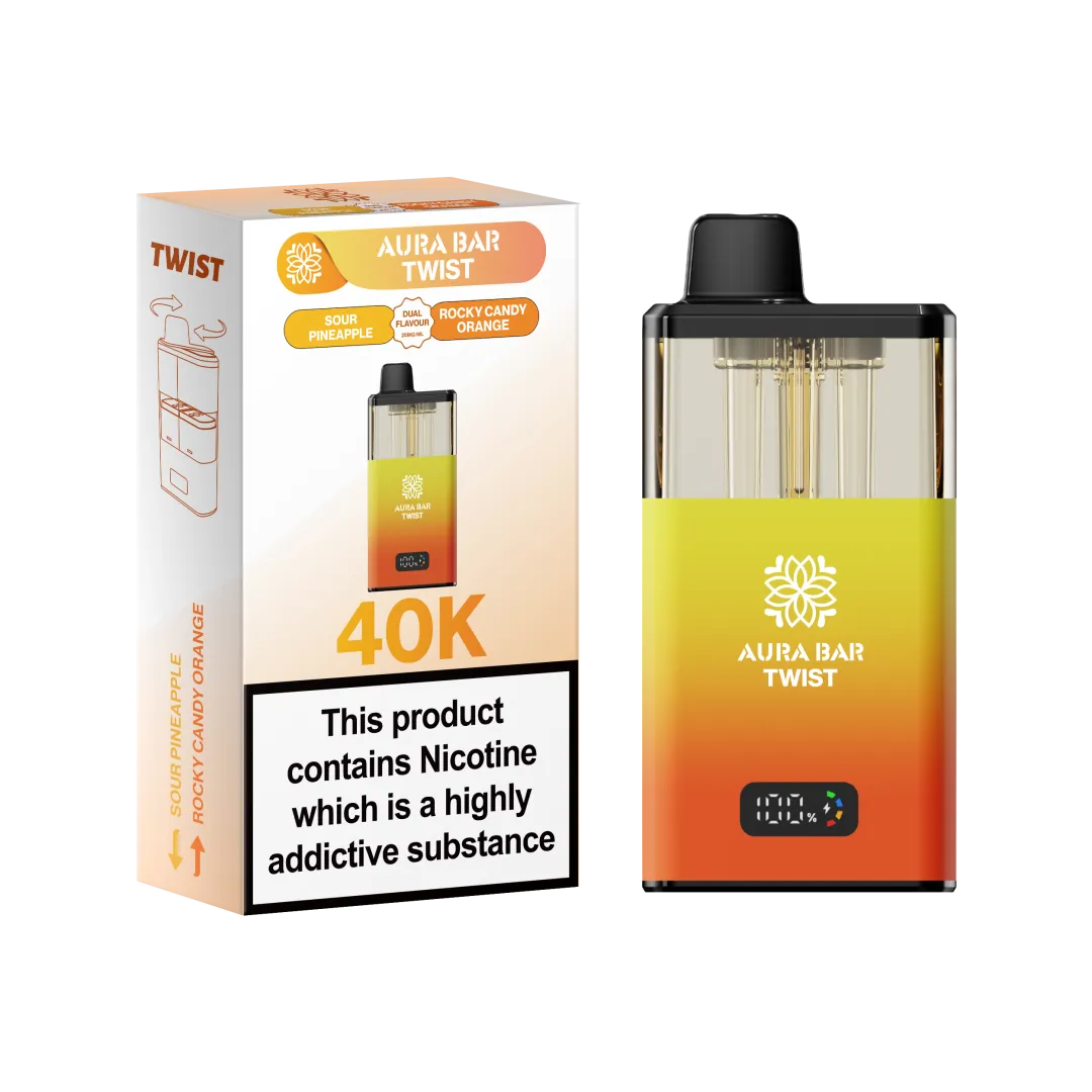 Aura Bar Twist 40K Puffs Prefilled Pod Kit | Up to 40000 Puffs| only £14.99 | Cheapest Vape Shop in Uk