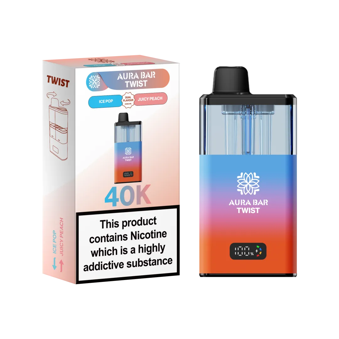 Aura Bar Twist 40K Puffs Prefilled Pod Kit | Up to 40000 Puffs| only £14.99 | Cheapest Vape Shop in Uk