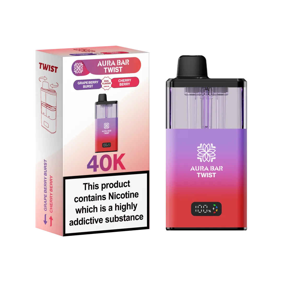 Aura Bar Twist 40K Puffs Prefilled Pod Kit | Up to 40000 Puffs| only £14.99 | Cheapest Vape Shop in Uk
