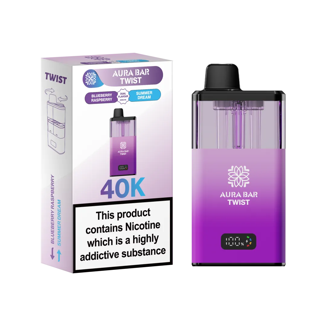 Aura Bar Twist 40K Puffs Prefilled Pod Kit | Up to 40000 Puffs| only £14.99 | Cheapest Vape Shop in Uk