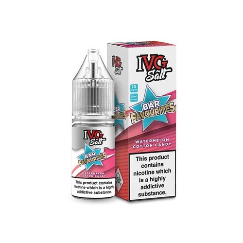 IVG Nic Salt Bar Favourite 10ml E Liquid- Pack Of 10 - Watermelon Cotton Candy -Vape Area UK