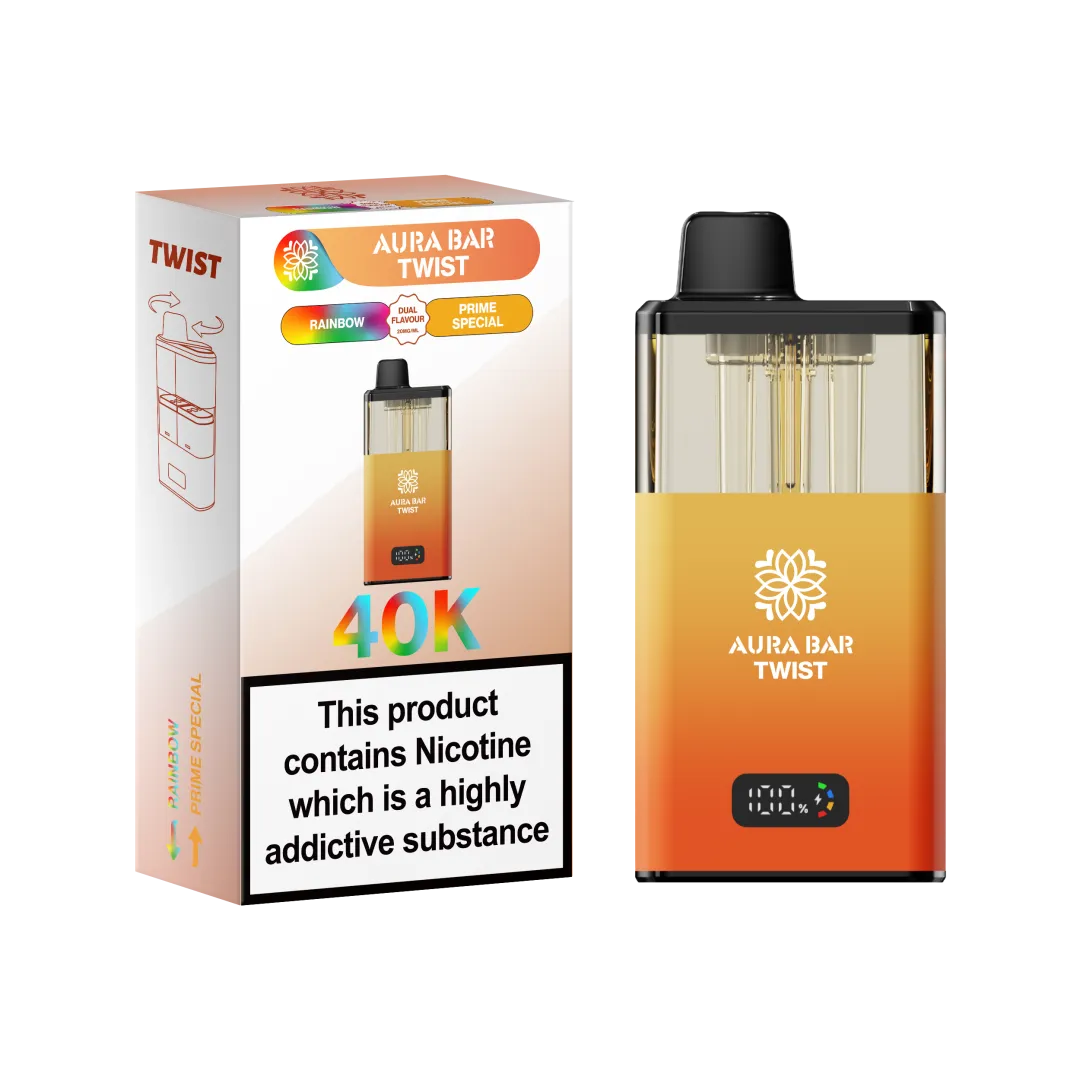 Aura Bar Twist 40K Puffs Prefilled Pod Kit | Up to 40000 Puffs| only £14.99 | Cheapest Vape Shop in Uk