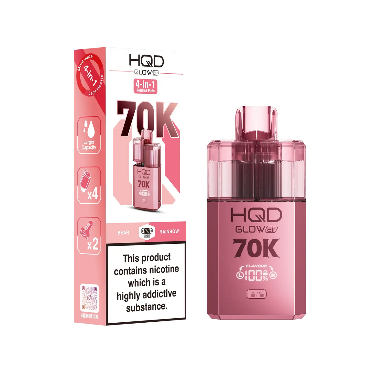 HQD Glow Air 70K Pod Vape Kit | only £15.99 | Cheapest Vape Shop in Uk
