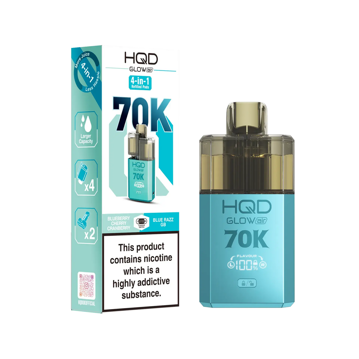 HQD Glow Air 70K Pod Vape Kit | only £15.99 | Cheapest Vape Shop in Uk