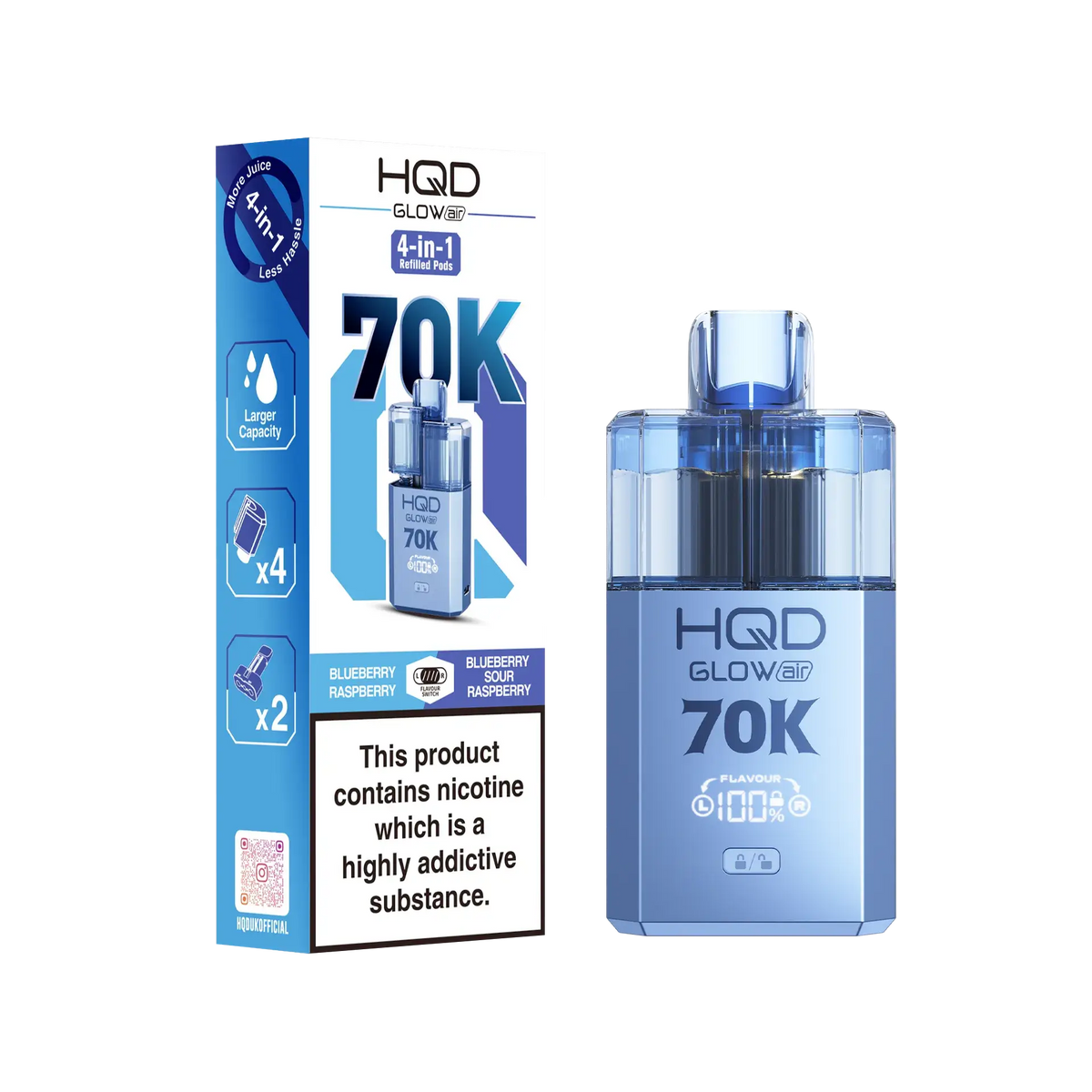 HQD Glow Air 70K Pod Vape Kit | only £15.99 | Cheapest Vape Shop in Uk
