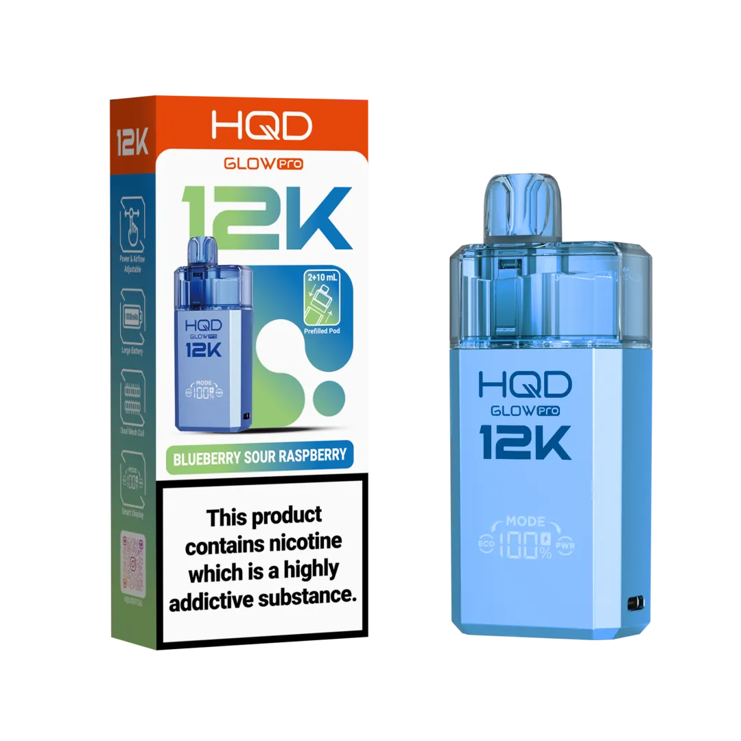 HQD Glow Pro 12k Prefiiled Kit - Box of 10 | only £72.99 | Cheapest Vape Shop in Uk