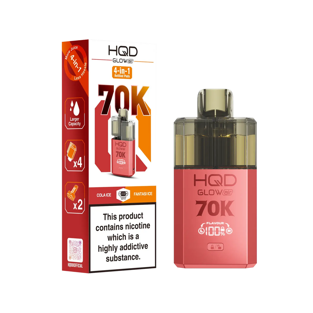 HQD Glow Air 70K Pod Vape Kit | only £15.99 | Cheapest Vape Shop in Uk