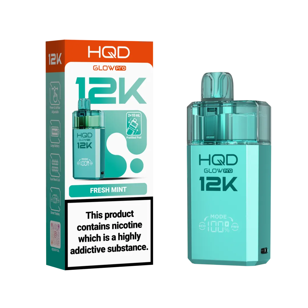 HQD Glow Pro 12k Prefiiled Kit - Box of 10 | only £72.99 | Cheapest Vape Shop in Uk