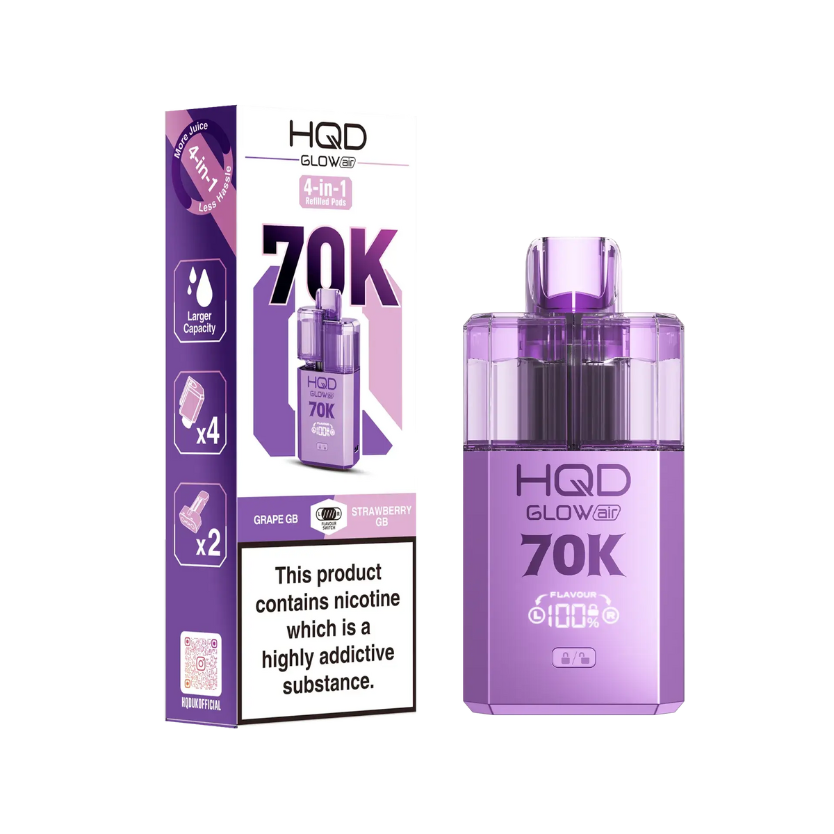 HQD Glow Air 70K Pod Vape Kit | only £15.99 | Cheapest Vape Shop in Uk