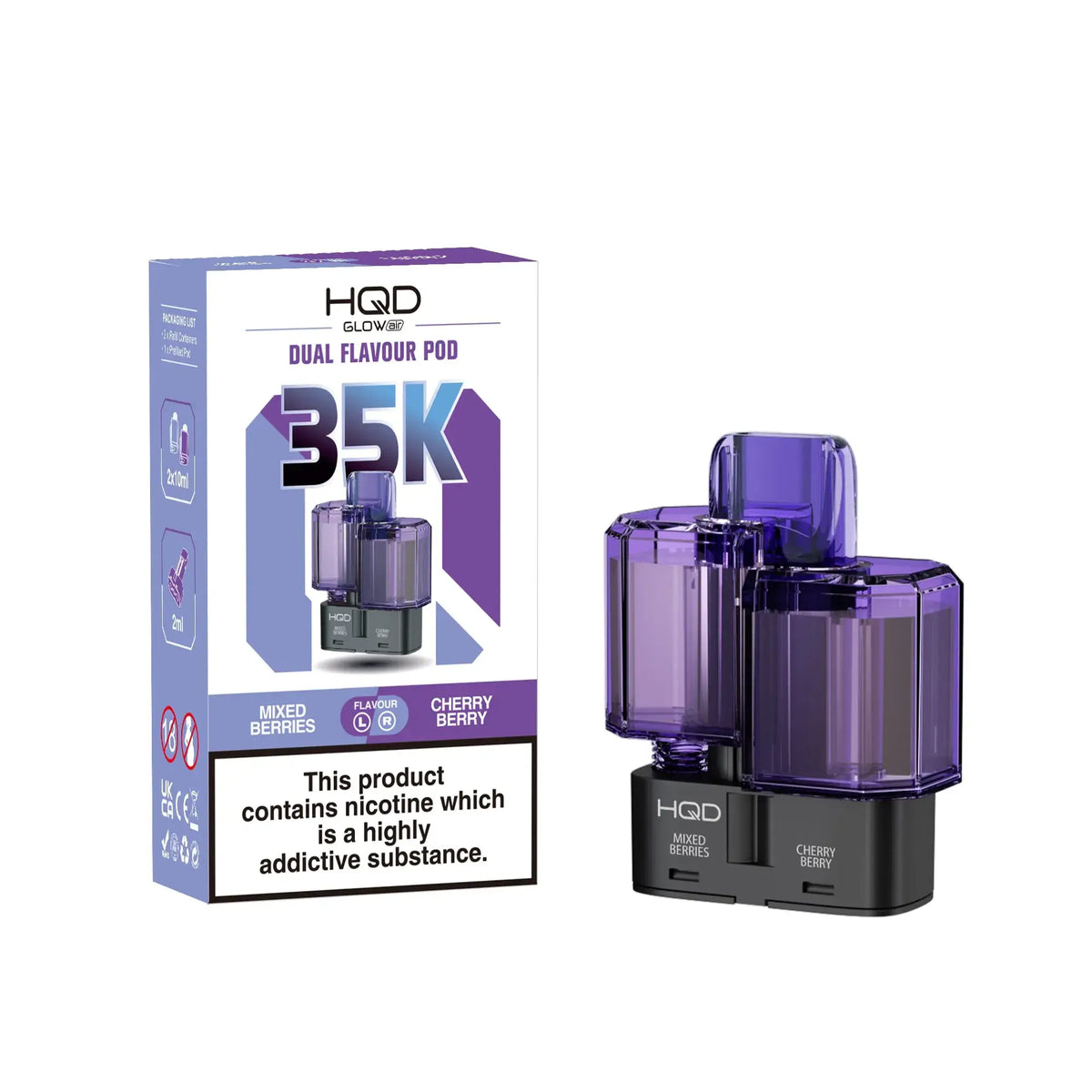HQD Glow Air 35K Prefilled Pods - Box of 5 | only £37 | Cheapest Vape Shop in Uk