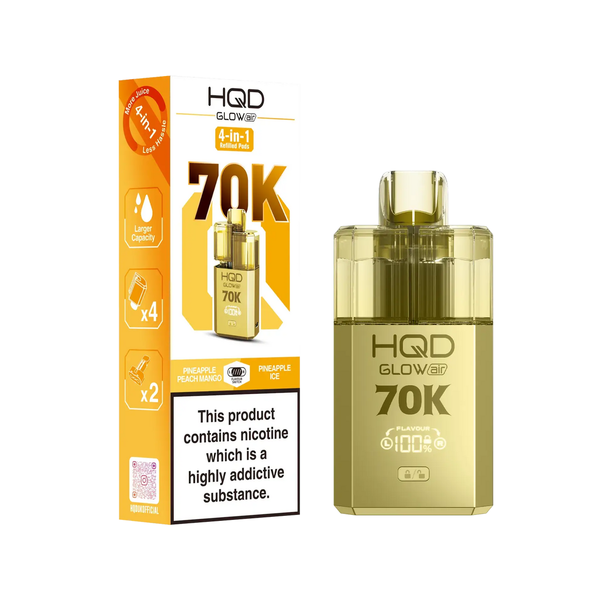 HQD Glow Air 70K Pod Vape Kit | only £15.99 | Cheapest Vape Shop in Uk