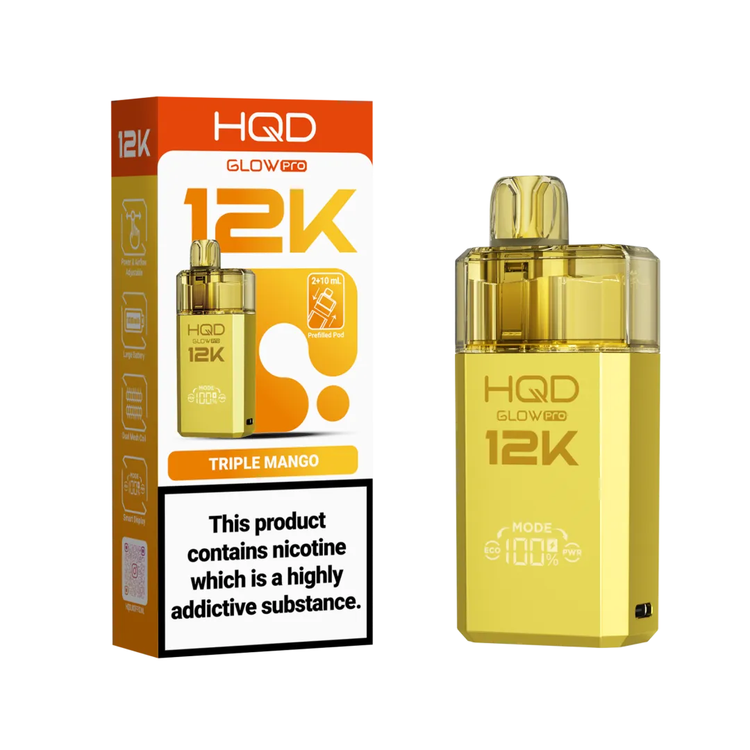 HQD Glow Pro 12k Prefiiled Kit - Box of 10 | only £72.99 | Cheapest Vape Shop in Uk