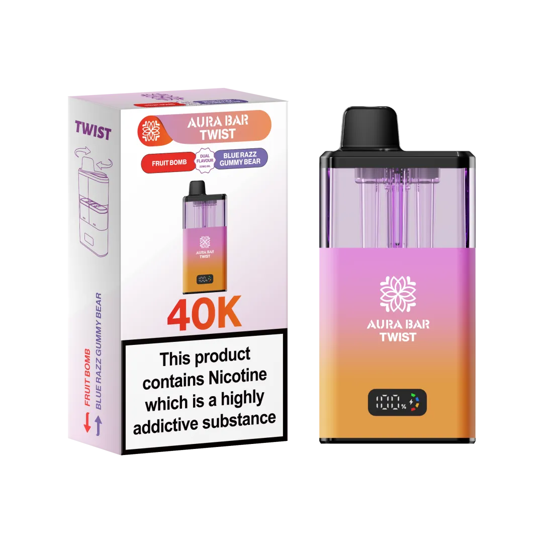 Aura Bar Twist 40K Puffs Prefilled Pod Kit | Up to 40000 Puffs| only £14.99 | Cheapest Vape Shop in Uk