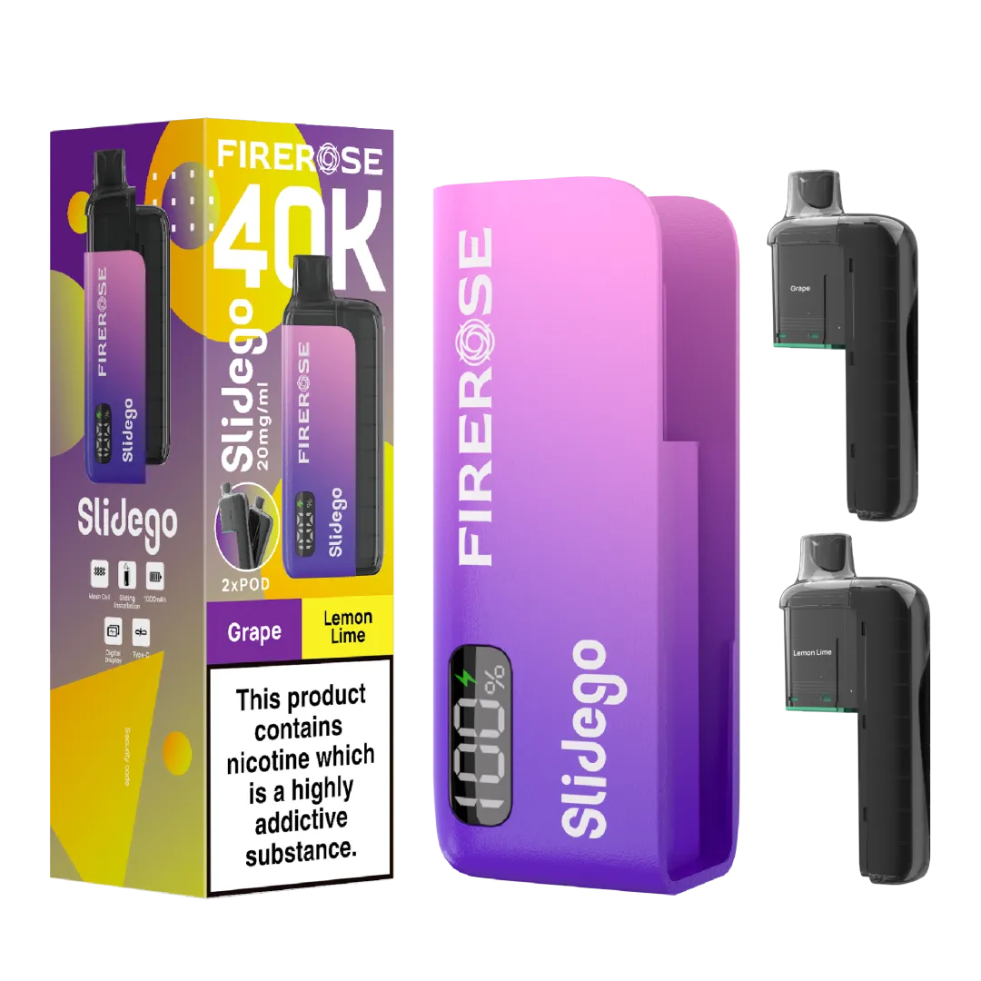 Firerose Slidego 40K Puffs Prefilled Pod Kit | Up to 40000 Puffs| Only £12.99 || Cheapest Vape Shop in Uk
