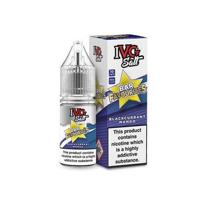 IVG Nic Salt Bar Favourite 10ml E Liquid- Pack Of 10 - Blackcurrant Mango -Vape Area UK