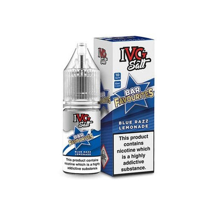 IVG Nic Salt Bar Favourite 10ml E Liquid- Pack Of 10 - Blue Razz Lemonade -Vape Area UK