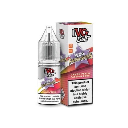IVG Nic Salt Bar Favourite 10ml E Liquid- Pack Of 10 - Lemon Peach Passion -Vape Area UK