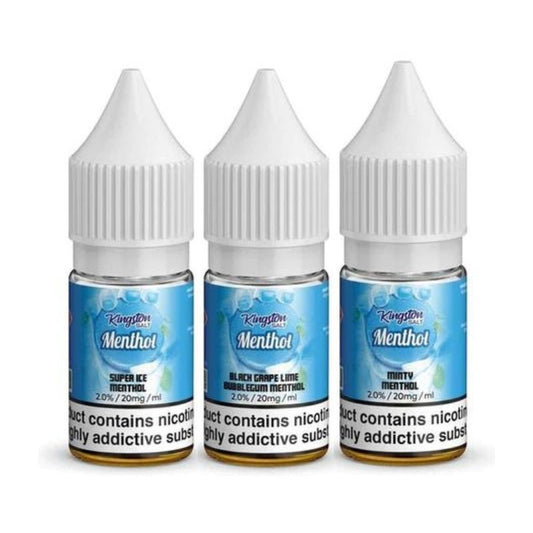 Kingston Menthol Salts E-liquid Nic Salt-10ML -Box of 10 - Black Grape Lime Bubblegum Menthol -Vape Area UK