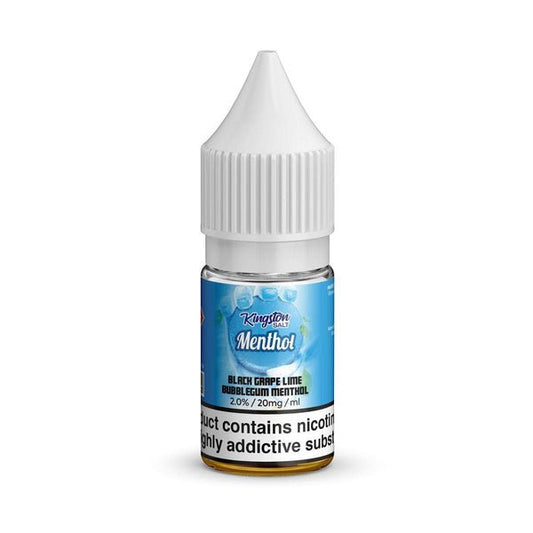 Kingston Menthol Salts E-liquid Nic Salt-10ML -Box of 10 - Black Grape Lime Bubblegum Menthol -Vape Area UK