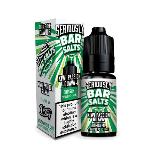 Seriously Bar Salt 10ml E-liquids Nic Salts - Box of 10 - Kiwi Passion Fruit Guava -Vape Area UK