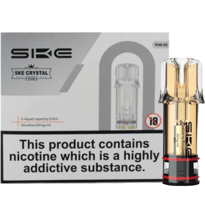SKE Crystal Bar DISPOSABLE PODS Blueberry Raspberry (Box of 10) Ske Crytsal Plus Replacement Pods - Box of 10