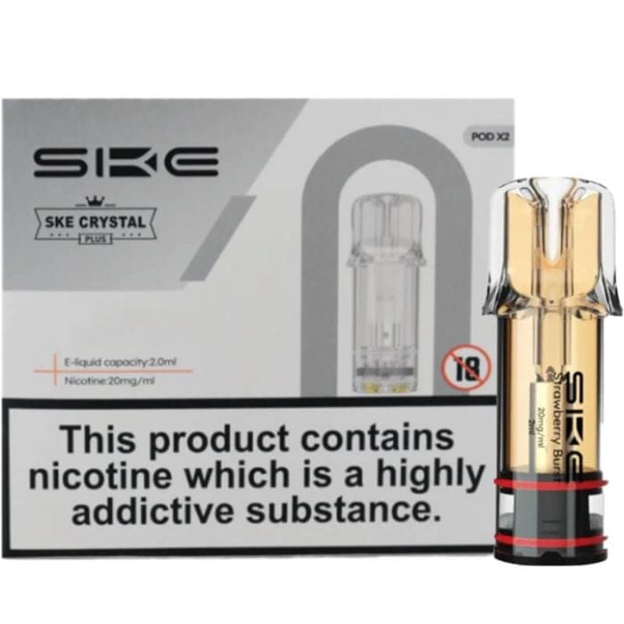 SKE Crystal Bar DISPOSABLE PODS Strawberry Burst (Box of 10) Ske Crytsal Plus Replacement Pods - Box of 10